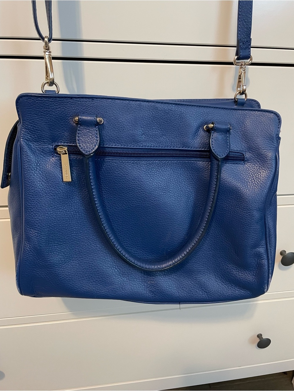 Danier Blue Leather Handbag with Padlock Accent - Picture 2 of 5